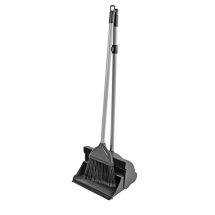 DUSTPAN & BRUSH   LONG HANDLED SILVER/BLACK DUSTPAN & BRUSH   LONG HANDLED SILVER/BLACK
